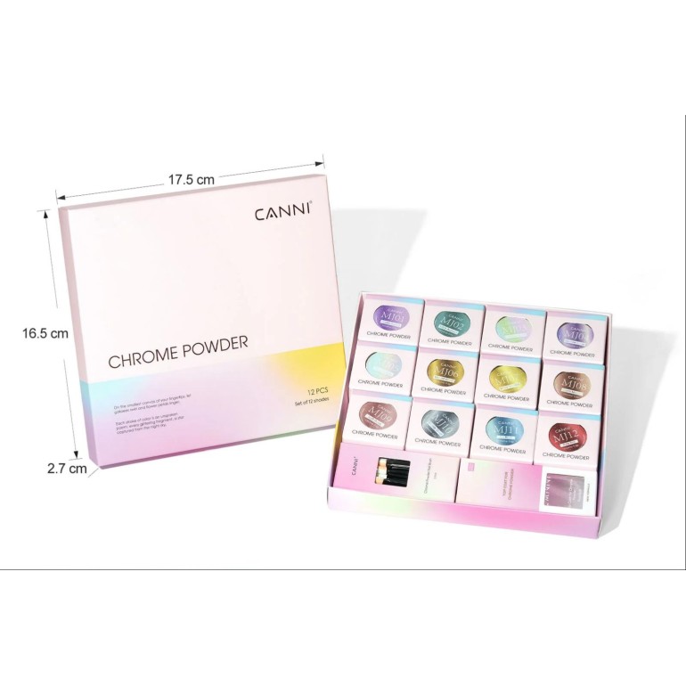 Kit 12 Colores Polvo Espejo Canni