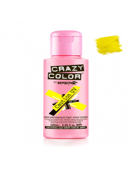 Tinte Semipermanente Amarillo Caution UV  Nº 77 100 ml Crazy Color