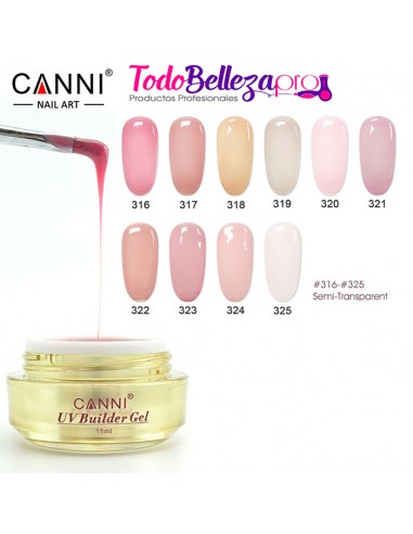 Gel de Construcción Color Semitransparente 15 ml Canni